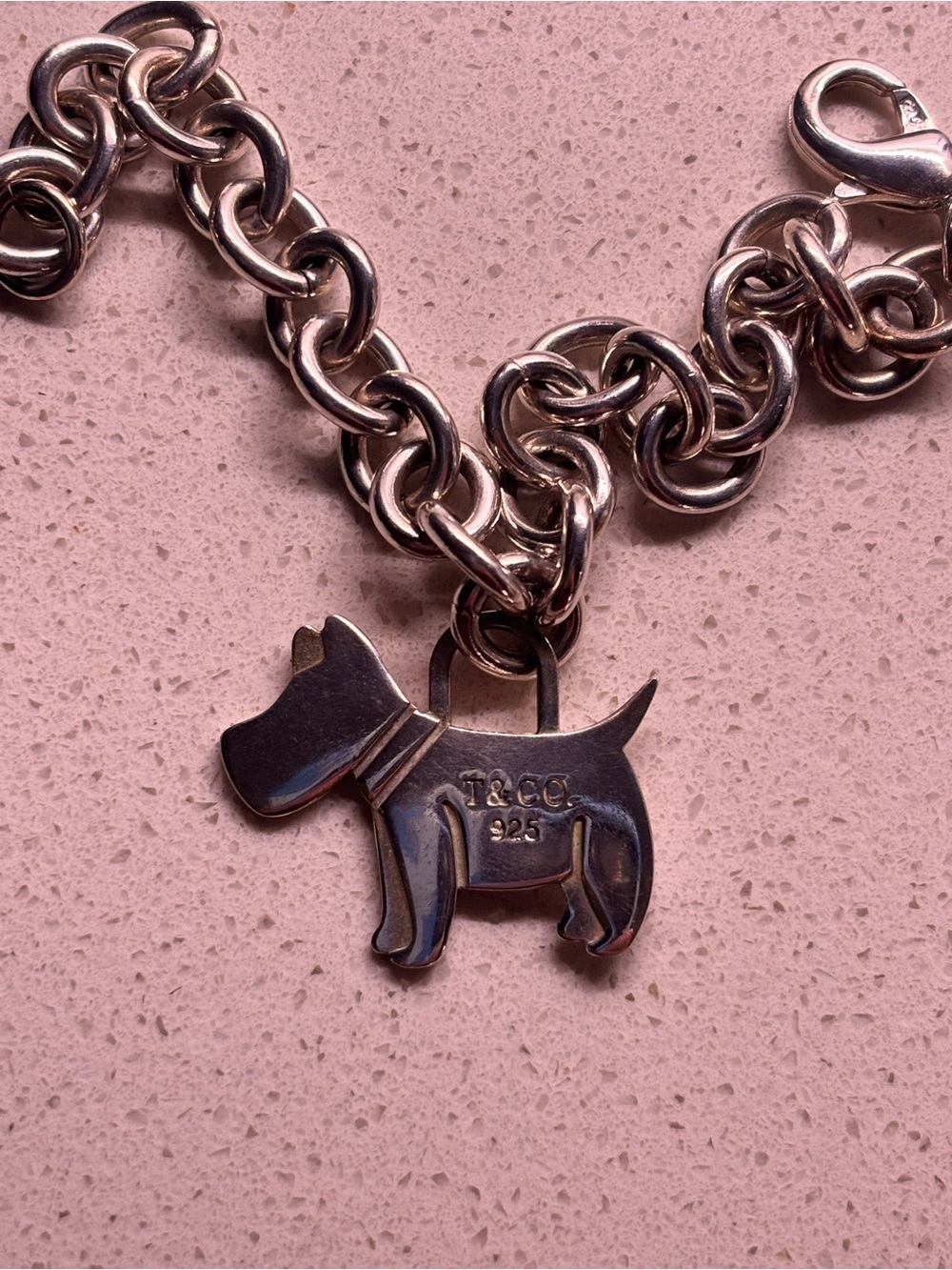 Tiffany & Co. Sterling Silver Dog Charm Link Bracelet - 8inches